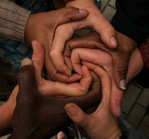 Interlocking hands anti racism
